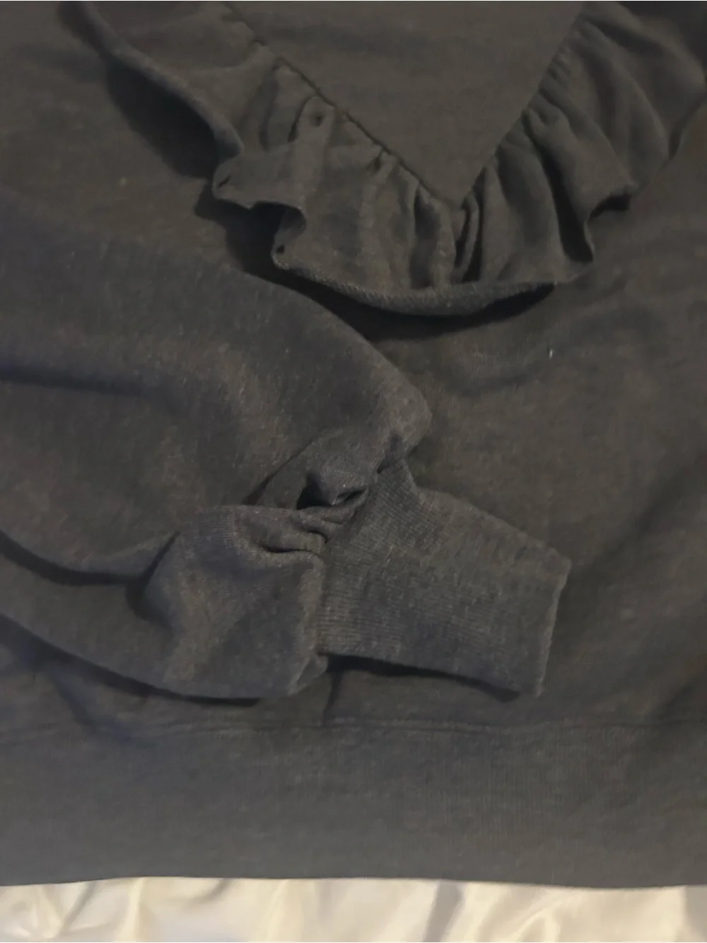 Vanilla Star Black Ruffle-Sleeve Crewneck Sweater NWT